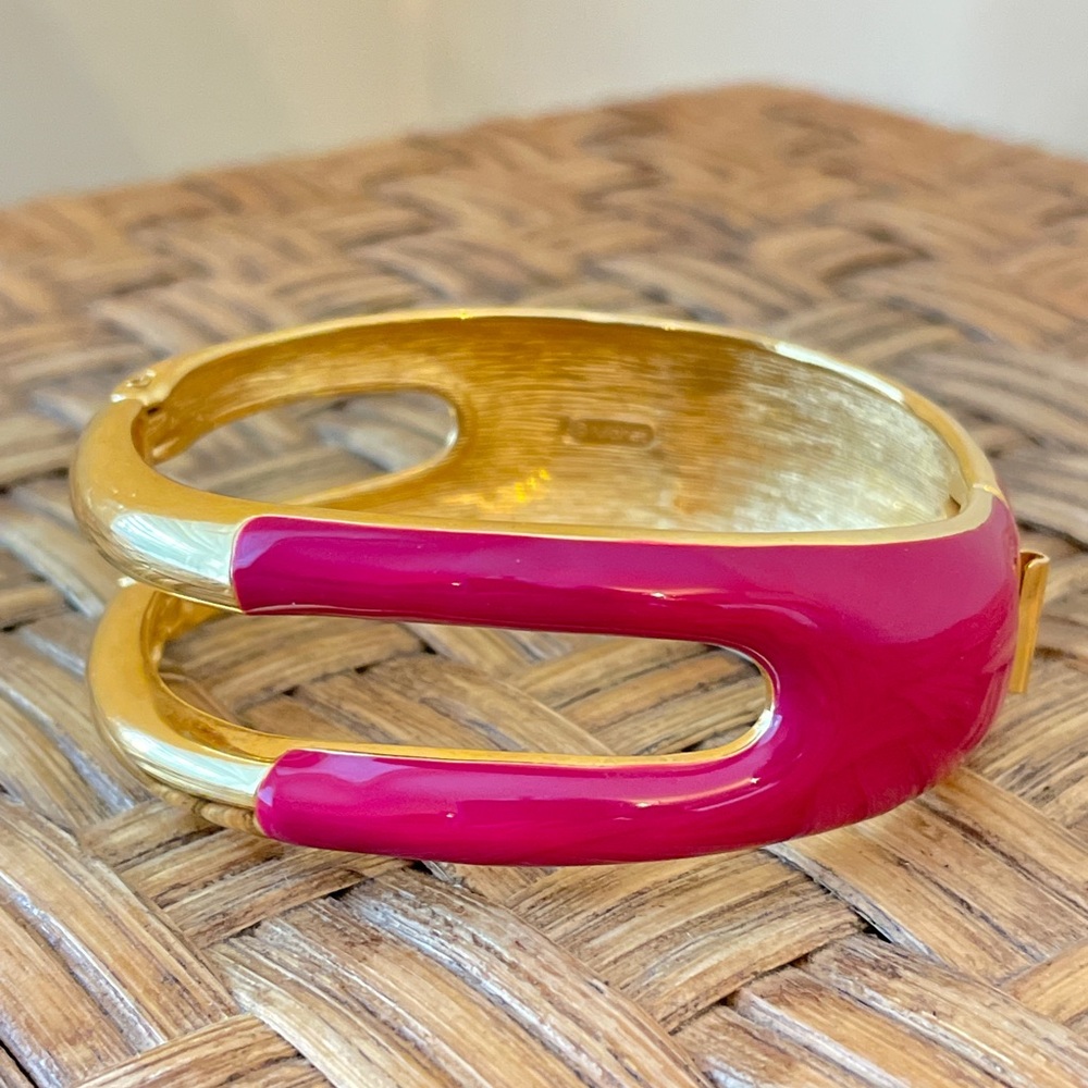 Vintage Monet Gold and Pink Clamper Bangle Bracelet